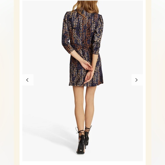 Reiss Esmerelda Printed Wrap Front Dress, Navy - Picture 2 of 8